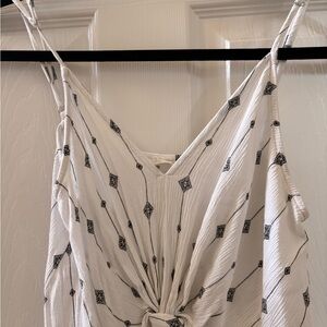 Promesa White Maxi Dress with Black Geometric Print